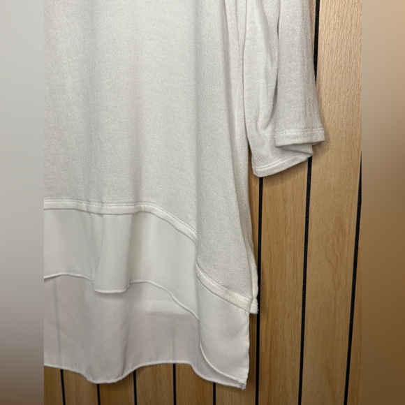 Patchington White Double-Layer Knit Top | 3/4 Sleeve | Size Large - Picture 4 of 7